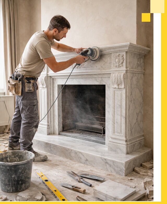 Изготовление и установка мраморных каминов в Красногорске под ключ