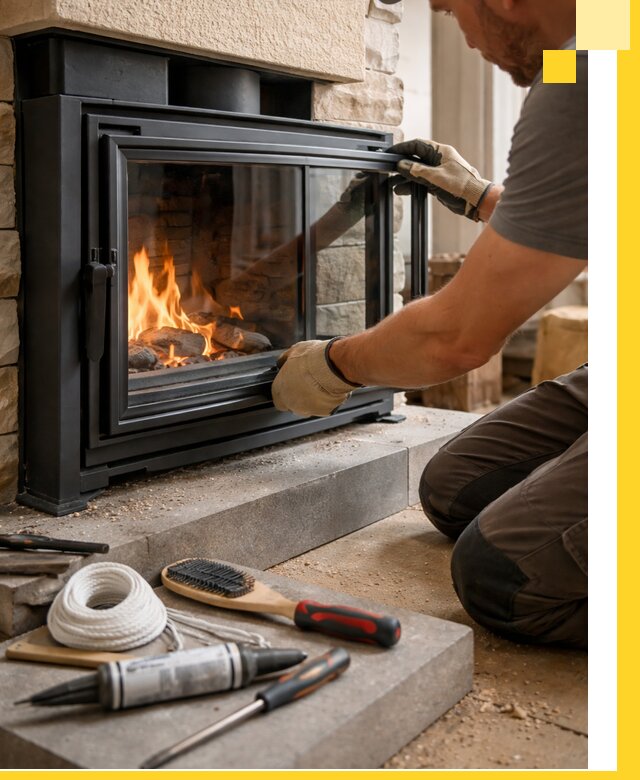 Производство, монтаж и доставка каминов со стеклом в Красногорске