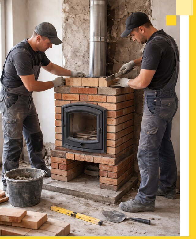 Монтаж печи камина под ключ в Красногорске с гарантией и пусконаладкой