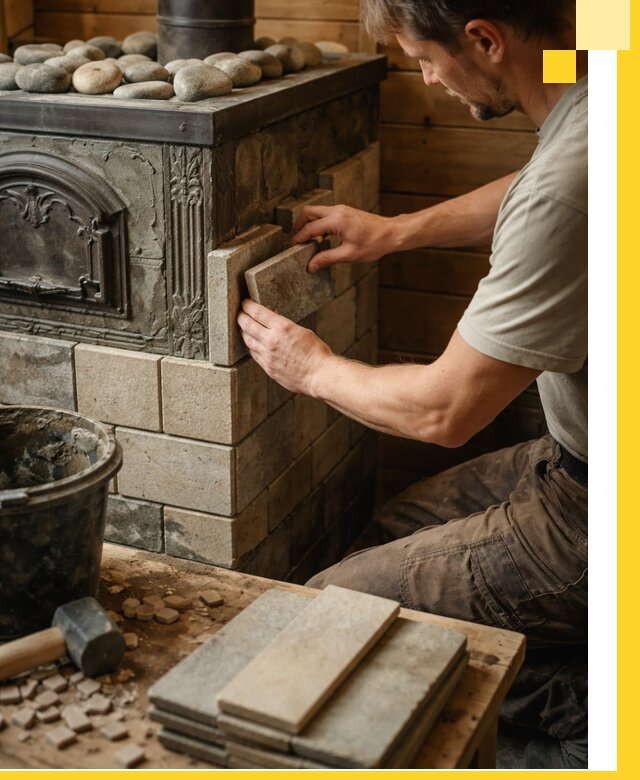 Облицовка банных печей в Красногорске профессиональная отделка