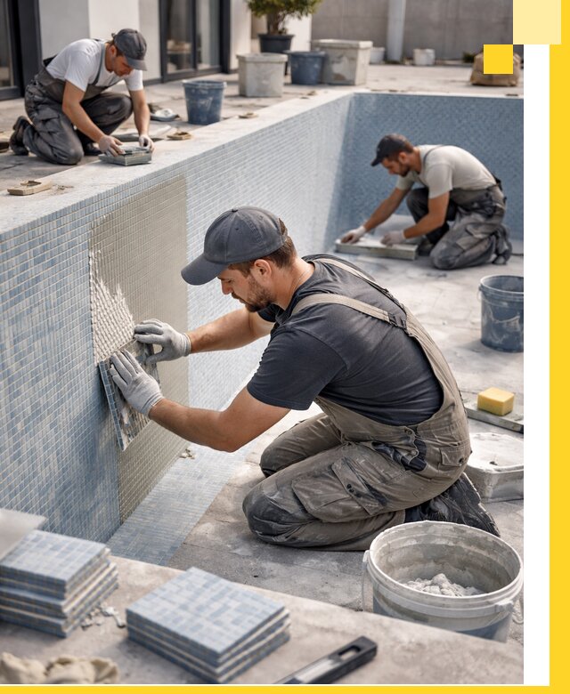 Облицовка бассейнов в Красногорске плитка мозаика гидроизоляция