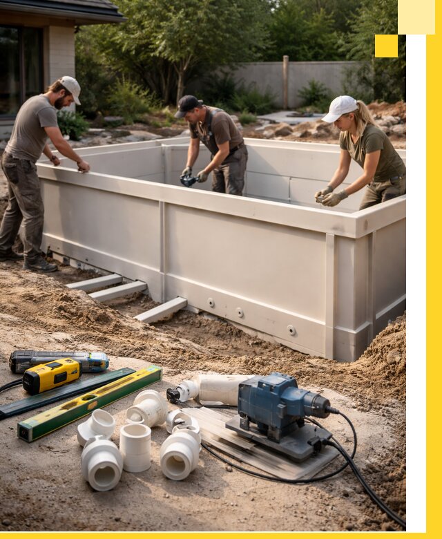 Установка полипропиленовых бассейнов под ключ в Красногорске