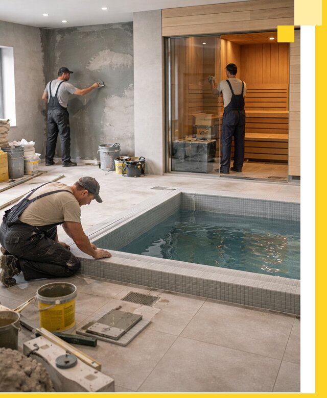 Проектирование и строительство сауны с бассейном в Красногорске