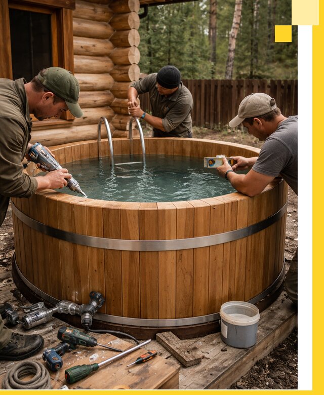 Строительство бань с купелью под ключ и отделкой в Красногорске