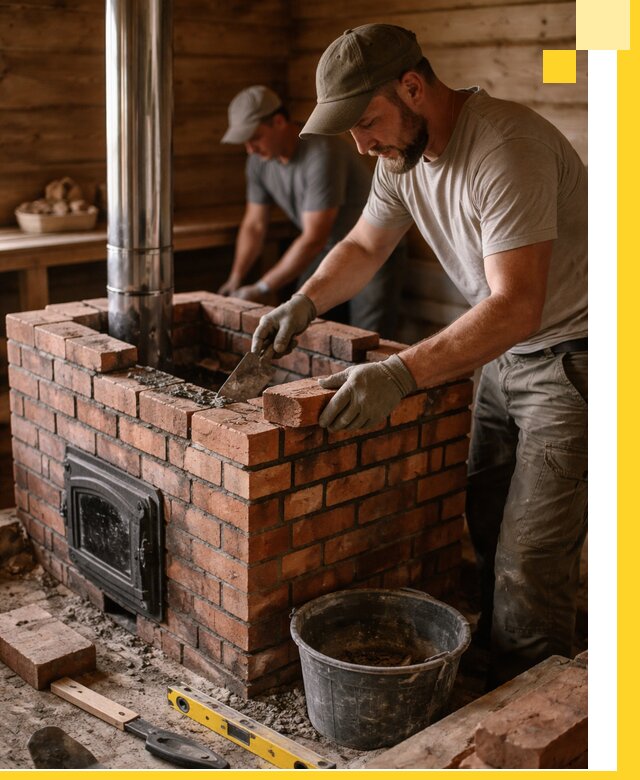 Кирпичные печи для бани под ключ в Красногорске, проект и монтаж