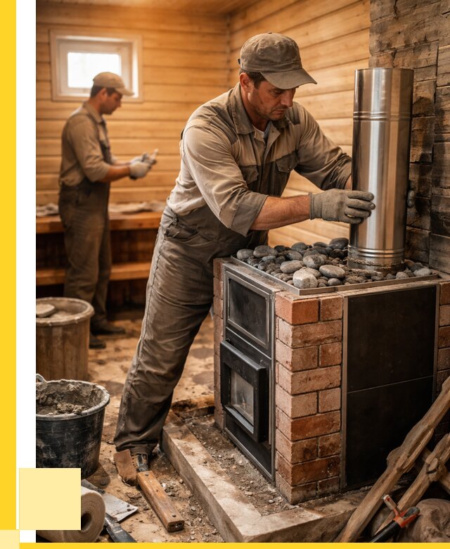 Монтаж печи в бане под ключ в Красногорске от 20322 р. | ЭриданКрр