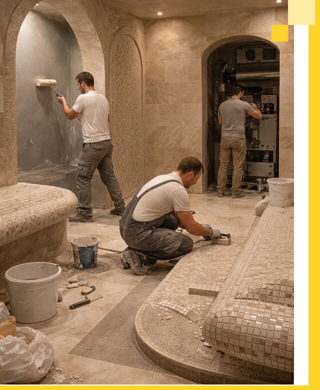 Строительство бани с хамамом и бассейном под ключ в Красногорске