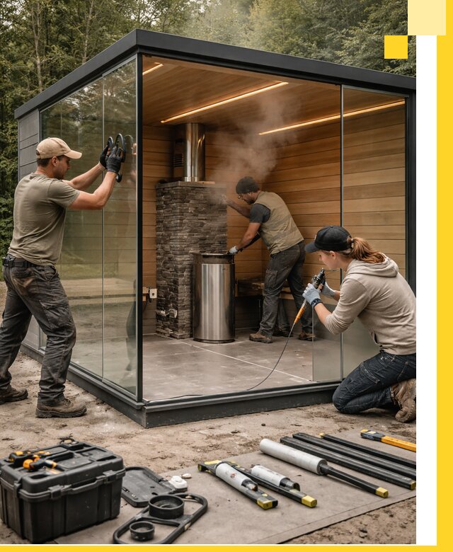 Проектирование и строительство стеклянных бань в Красногорске