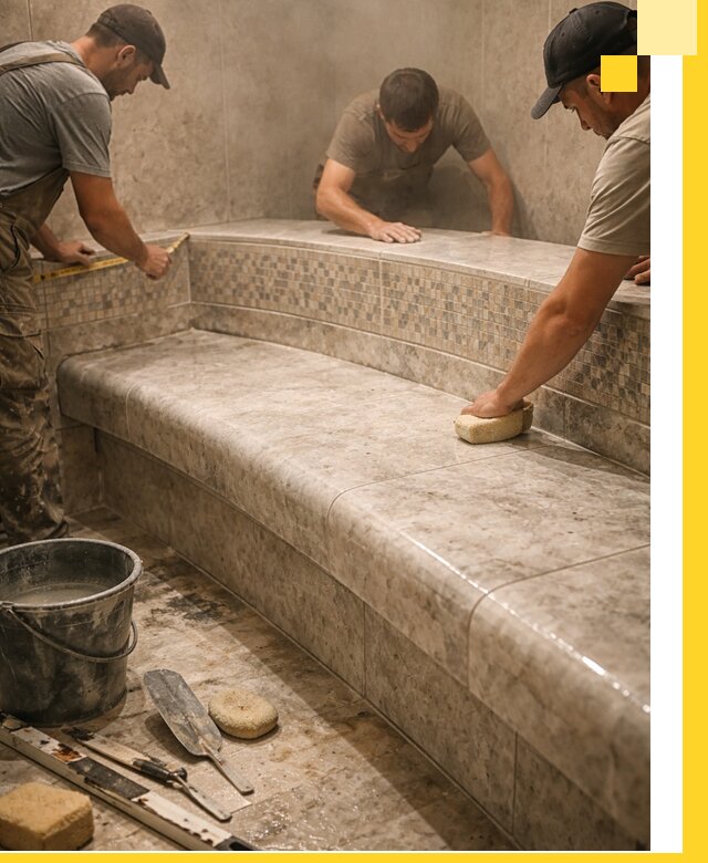 Изготовление и установка сидений для хамама в Красногорске