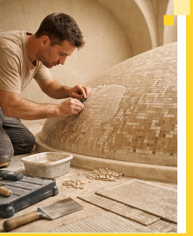 Профессиональная укладка мозаики для хамама под ключ в Красногорске